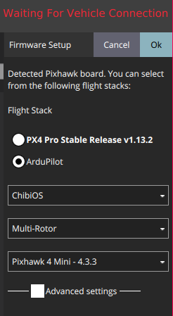 ardupilot setup settings